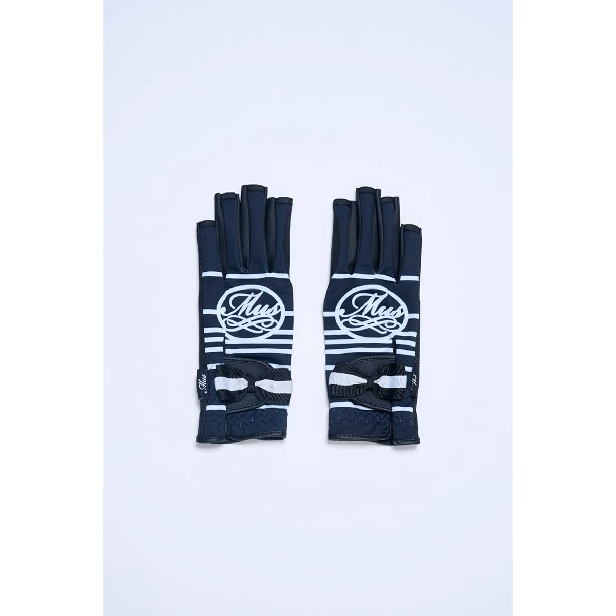 MU SPORTS Ribbon Strap Fingertip Cut Both Hand Gloves 703H6802