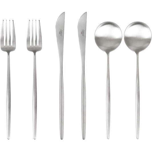 Cutipol MOON Matte Silver Dinner (2 each knife/fork/spoon) 6-piece set in simple packaging box
