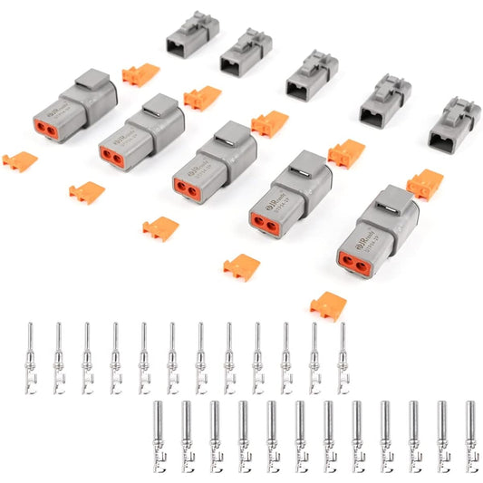 JRREADY ST6283 44 DTP connector 2 pins with 12 sets with 12 sets of German size 12-14AWG (2.0-4.0mm²) 2 Pin waterproof connector kit DTP04-2P/dtp06-2S 25 Ampare