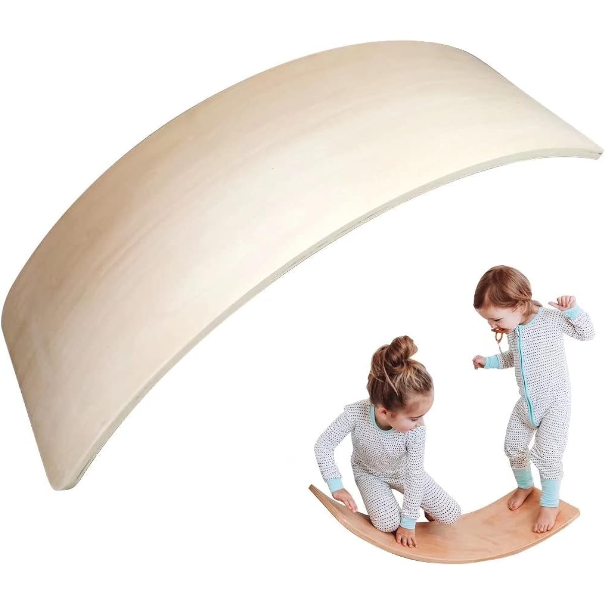 Essgudo Wooden Balance Board, Swinging Balance Board, Non-Slip, Curve Board, Step Stool, Yoga Board, Riding Toy for Children, Adults, Training, Fitness, Seesaw, Diet, Outdoor, Indoor Exercise, Can be used indoors and outdoors
