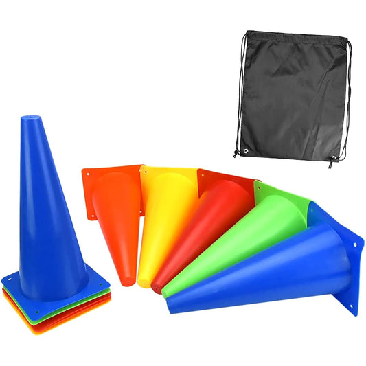 Mini Marker Cones Triangular Color Cones Plastic Practice Training Lightweight 5 Colors Set of 10 with Storage Bag