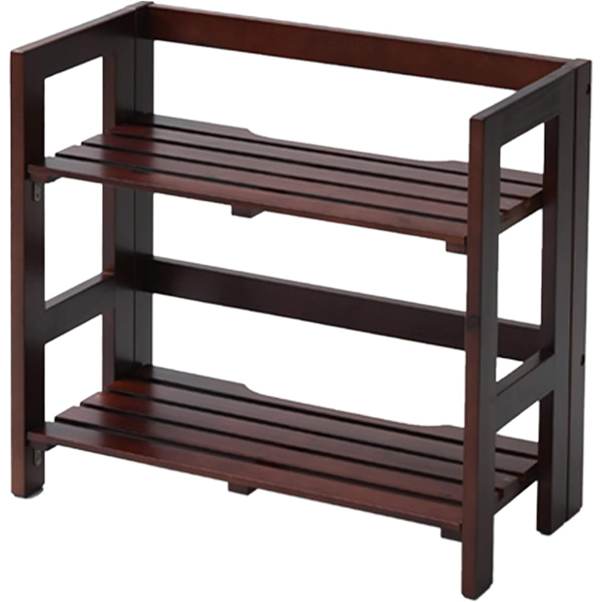 YAMAZEN Natural Wood Folding Rack Width 60 Depth 30 Type 2 Tiers TNP-2 (MBR Dark Brown