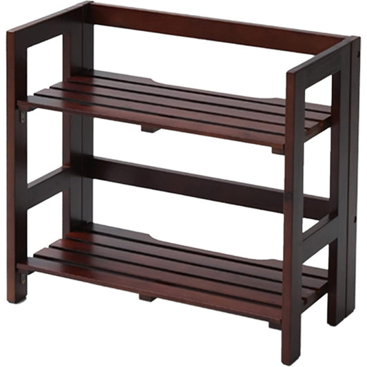 YAMAZEN Natural Wood Folding Rack Width 60 Depth 30 Type 2 Tiers TNP-2 (MBR Dark Brown