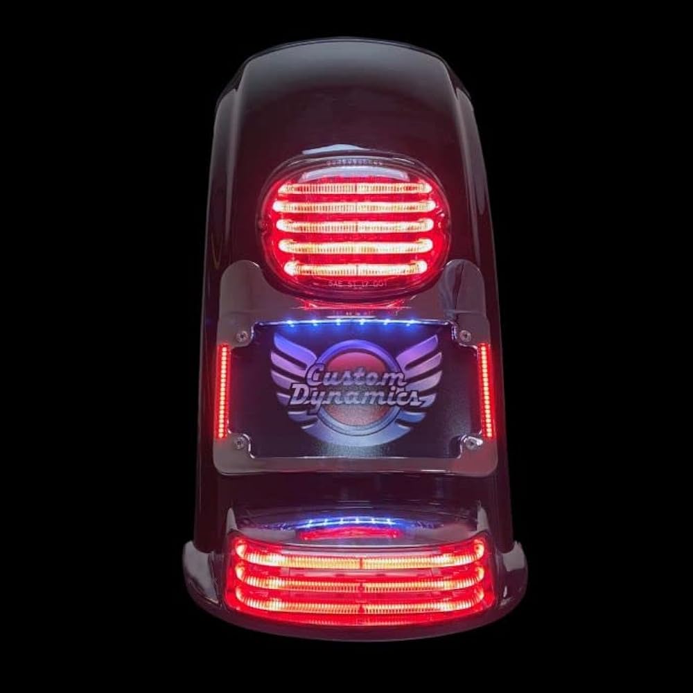 Rickrak Turn Signal Eliminator Kit 3 Radius Light Plate Frame H-D (Gloss Black)