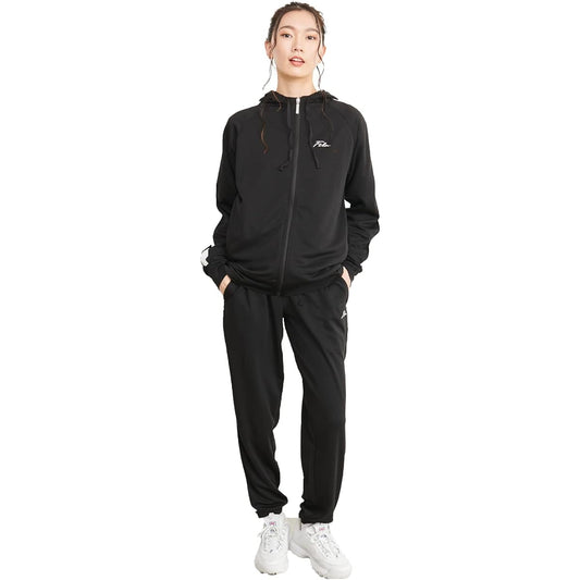 [Fila] Jersey Top and Bottom Set Women's Hooded Zip Up Parka Fitness Training Wear Sportswear Gym Cursive Embroidery Lined