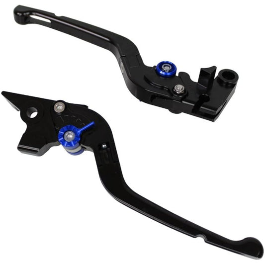 U-KANAYA Foldable Aluminum Billet Lever Left and Right Set TYPE-R Lever: Black/Adjuster: Blue Kawasaki [Zephyr 1100/RS] [ZRX1100] [ZRX1200R/DAEG] [ZZR1100] [ZZR1200]