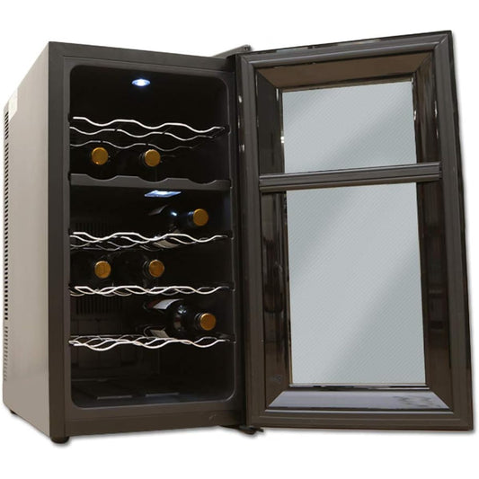 Iris Ohyama Wine Cellar 18 Bottles Storage 47L 8~18℃ Peltier Type Upper and Lower Temperature Adjustable Interior LED 1 Year Manufacturer's Warranty PWC-502P-B
