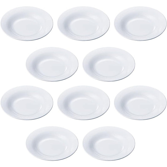 Taiwa Medium Plate Main Dishes White 23cm Set of 10 Simple Dishwasher Safe Melamine Tableware Stackable Commercial Use Made in Japan Luce BY-10-W