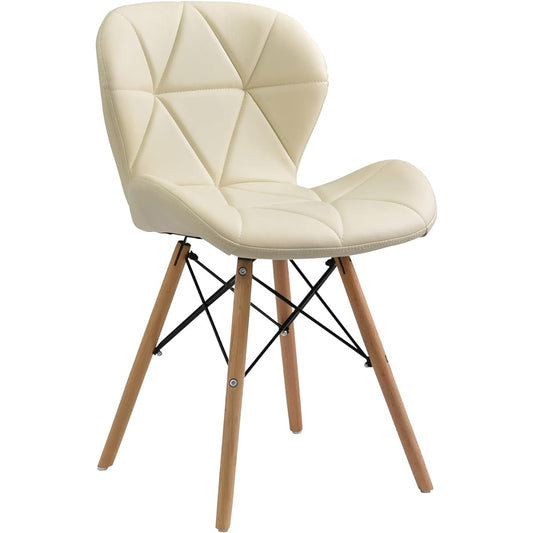 Tamaliving Dining Chair Manta Ivory Eames Chair Design Chair Upholstery: PU Leather Beech Wooden Legs Laminated Plywood [Set of 2] 50006054