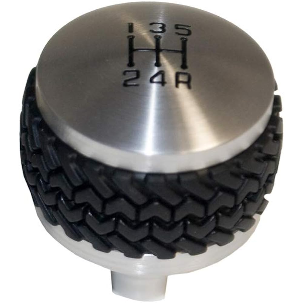 5 -speed shift knob WRANGLER YJ Villet Aluminum Patent Patent Patent Tire Tred Rubber Grip Black finish