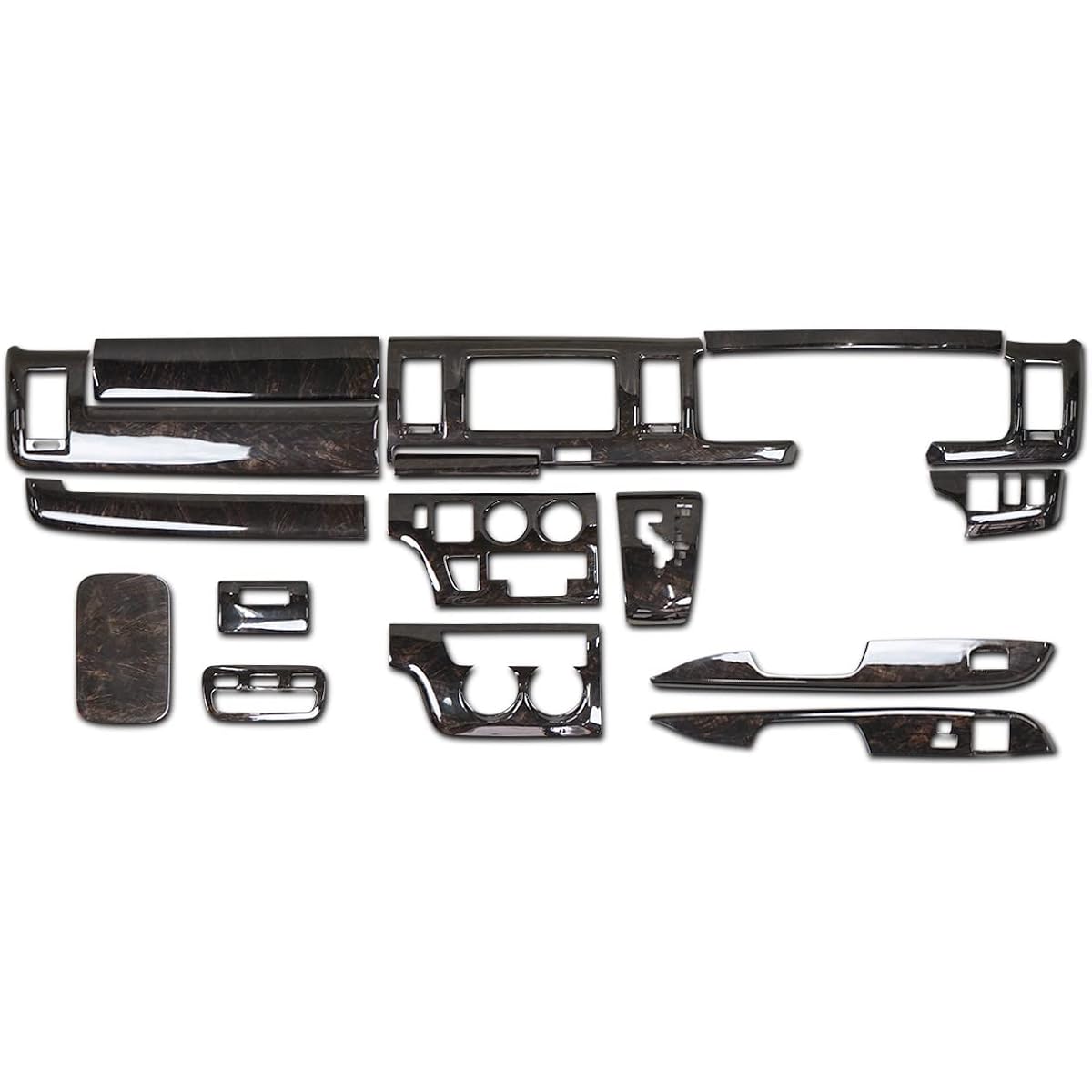 TRISTAR'S [Hiace Regius Ace 200 Series 1, 2 Type, 3 Type, For Standard Body] Interior Panel, 16 Pieces, Black Woodgrain, Mahogany