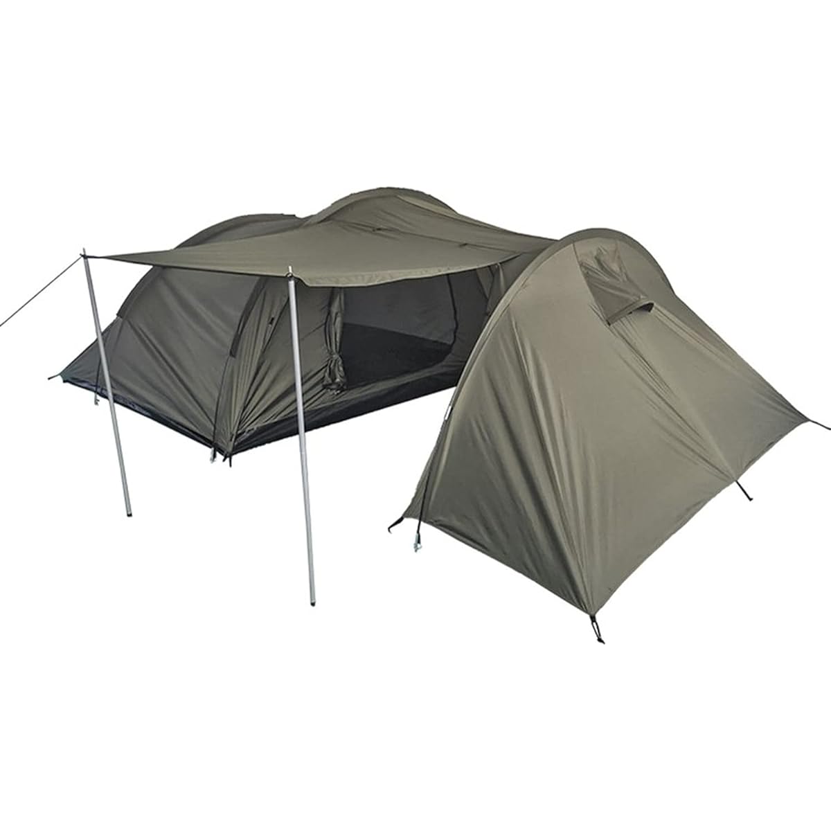 MIL-TEC 4 Person Tent Plus Luggage Storage Tent with Entrance Eaves OLIVE DRAB