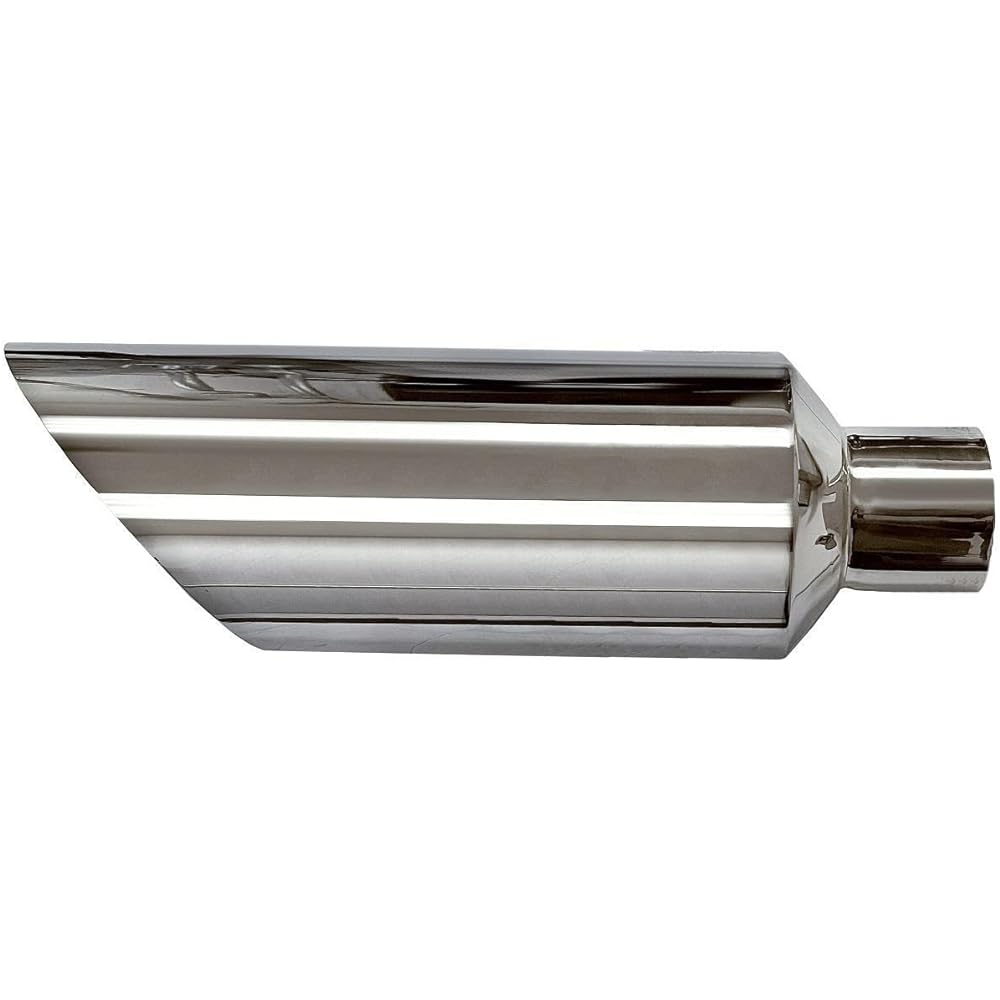 Angle Cut Stainless Steel Exhaust Tip 2.5 inch Inlet 5 inch Outlet 17 inches