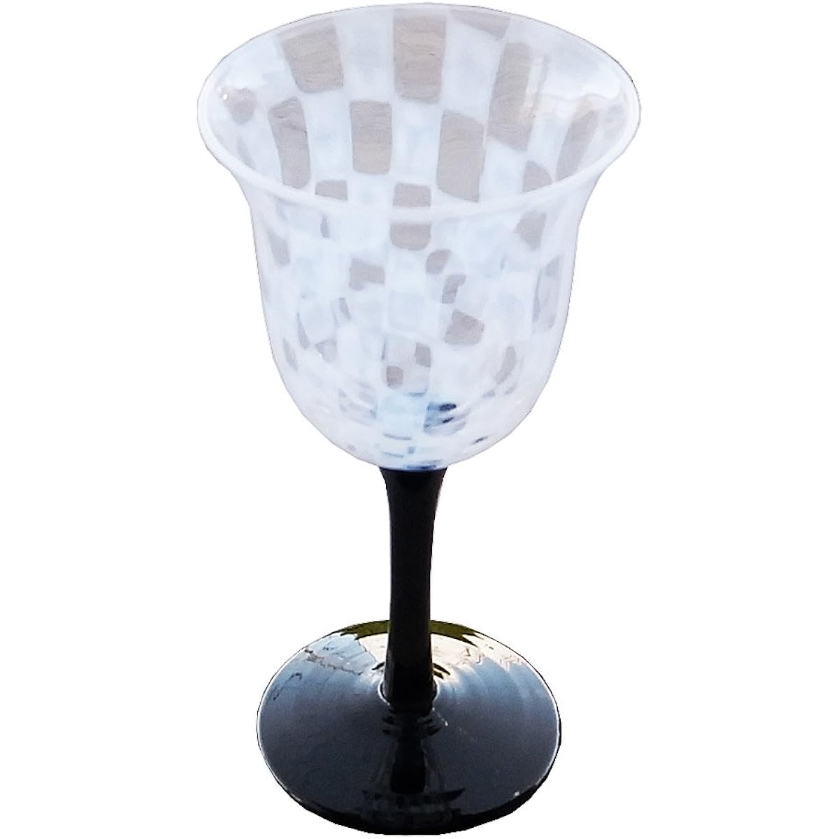 Hirota Glass Wine Glass Taisho Roman Glass Checkered Black 80ml TR-34BK-1
