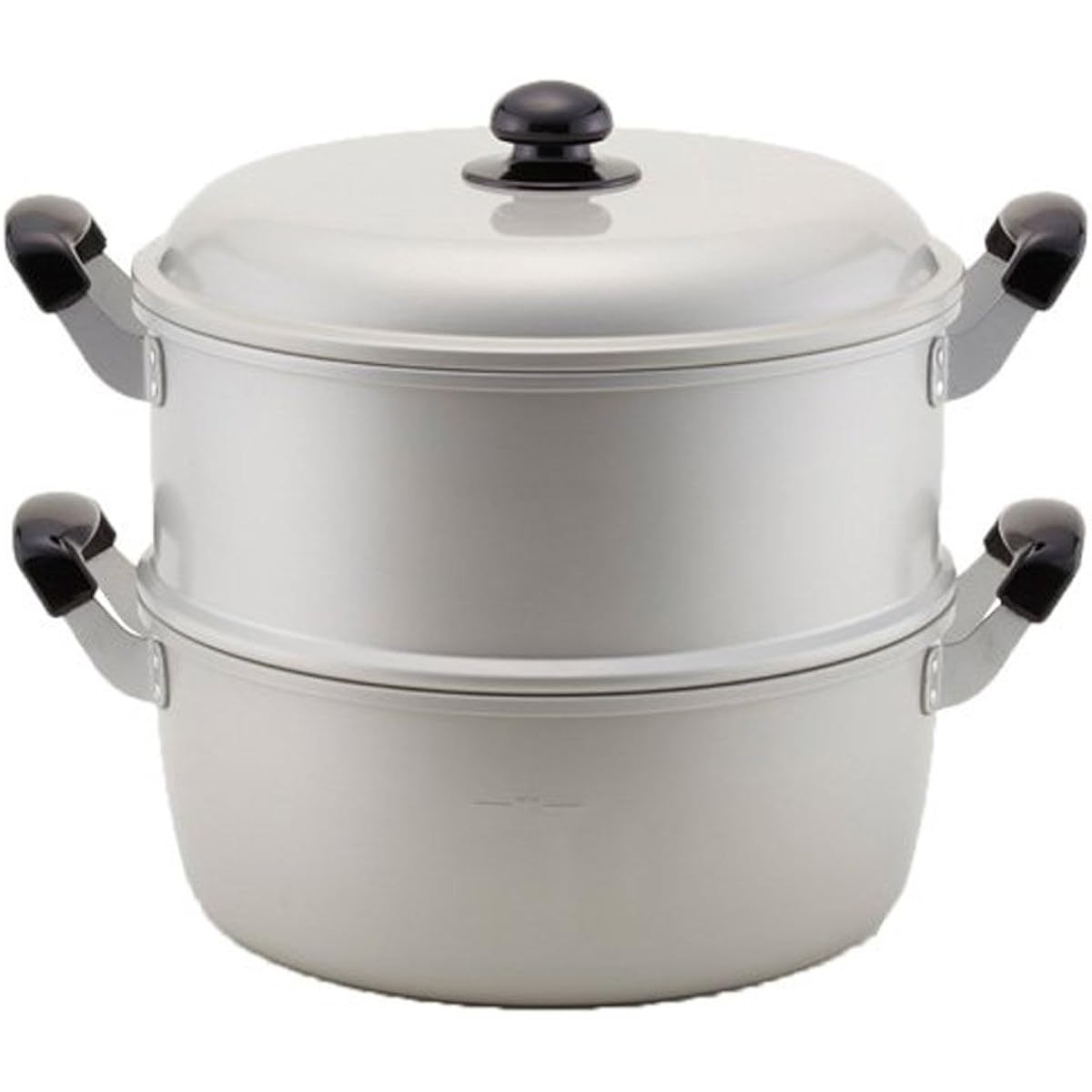 Hokuriku Aluminum Steamer Set 30cm [For Gas Fire Only] Lightweight Yuuge Travel Anodized Made in Japan Silver