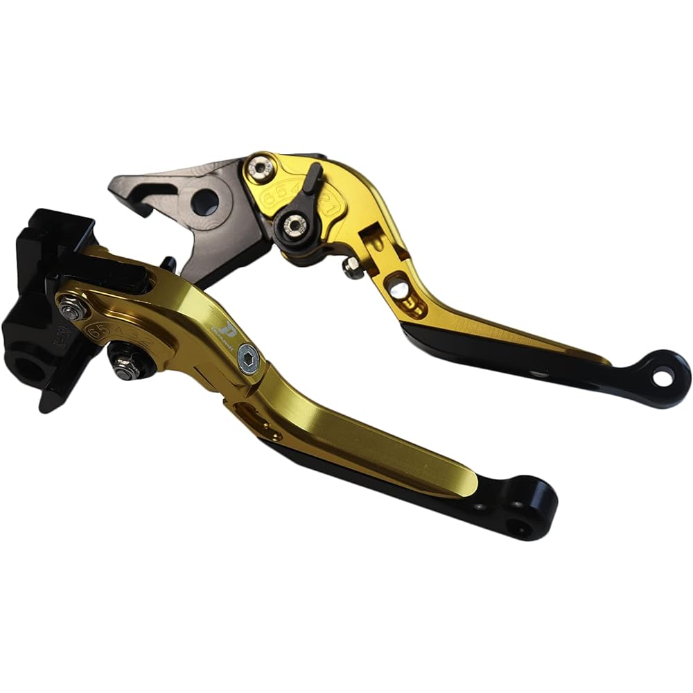 Motorcycle CNC machined brake clutch lever left and right set Barios Zephyr ZRX ZZ-R Estrella and others [Dream-Japan] 4 colors [a378] Foldable & angle & telescopic adjustment function included (Gold)