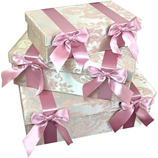 Royal Arden Storage Box Set of 3 Aqua Flower Pink 77759