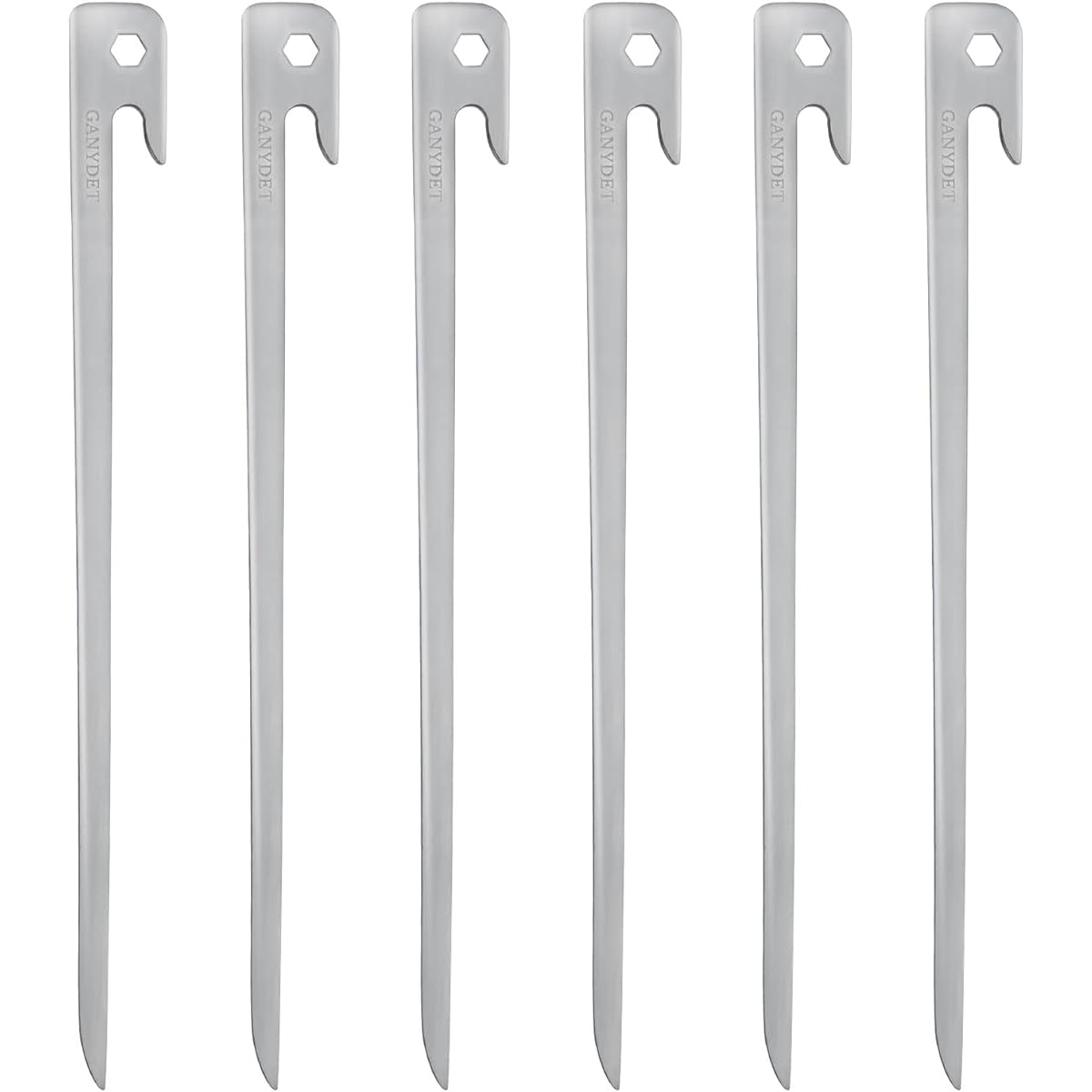 Ganydet Pegs 30cm Stainless Steel Ultra Light Thin Set of 6 Strong and Sturdy Camping Tent Pegs Tarp Pegs Hard Ground Grass Setting Tools Outdoor