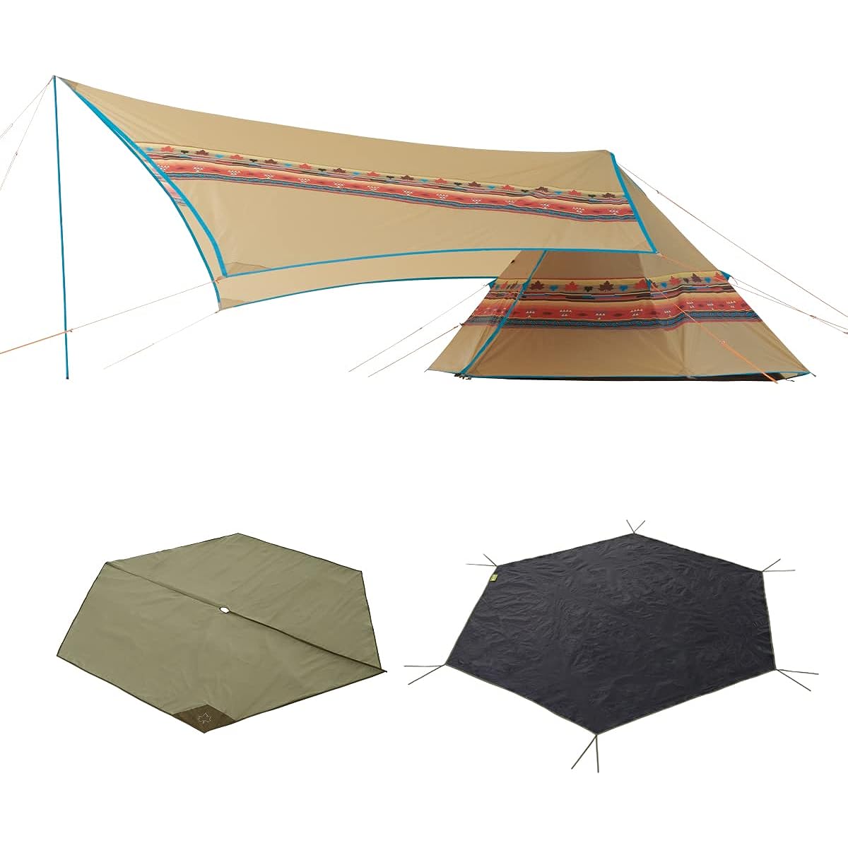 LOGOS Navajo Tepee300 & Bridge Hexatarp Set-BB 71908000 Tent Family Tarp Tent Flame Retardant