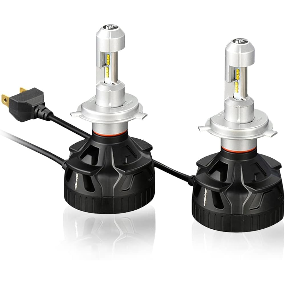 M's Basic by IPF Headlight LED Car H4 Hi Lo Switching 4200lm 2800lm 6500K White 12V 2 Pieces Compatible with Vehicle Inspection Compatible with Driver Unit Built-in Cooling Fan Noise Countermeasured AMZ-HL341