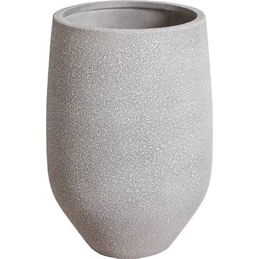 Plus Garden FRP Large Flower Pot Io Long M Φ445mm With Bottom Hole White Gray H344-01