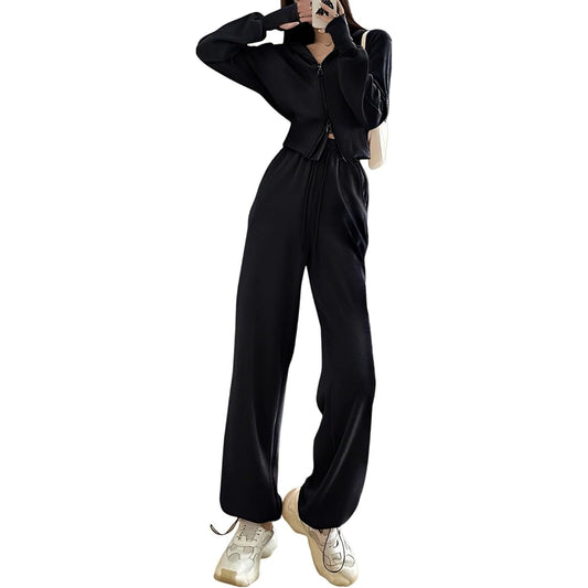 [Magno] Women's Sweatshirt Room Wear Setup Full Zip Hoodie Long Pants Top and Bottom 2 Piece Set
