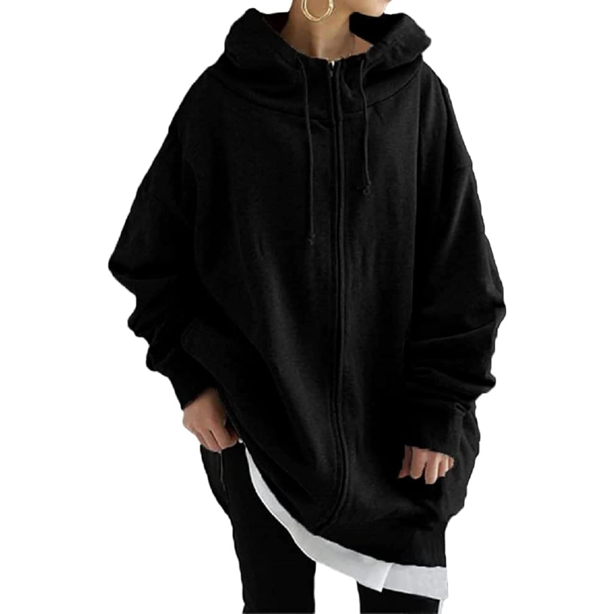 [1/2plus] [Nibunnoichi Plus] Hoodie, Zip Up, Thin, Brushed Lining, Plain Cardigan, Women's