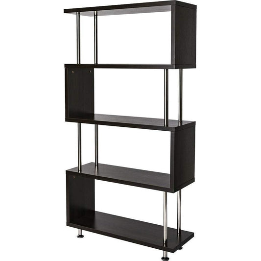 Iris Plaza Bookshelf Display Rack Storage Open Rack Shoe Box Shoe Box Pipe S-shaped 5 Tiers Load Capacity 75kg Dark Brown Width 80 x Depth 29.5 x Height 151.4cm SRK-8315