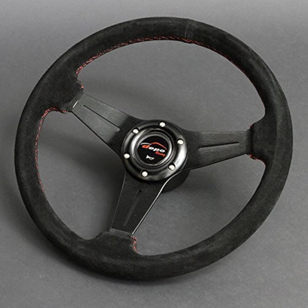 Steering wheel 35φ N genuine leather buckskin red stitching (N35F)