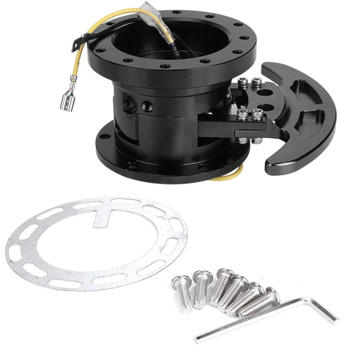 Steering Wheel Hub Adapter Tilt Flip Racing Steering Wheel Quick Release Hub Kit Removable Adapter (Black)