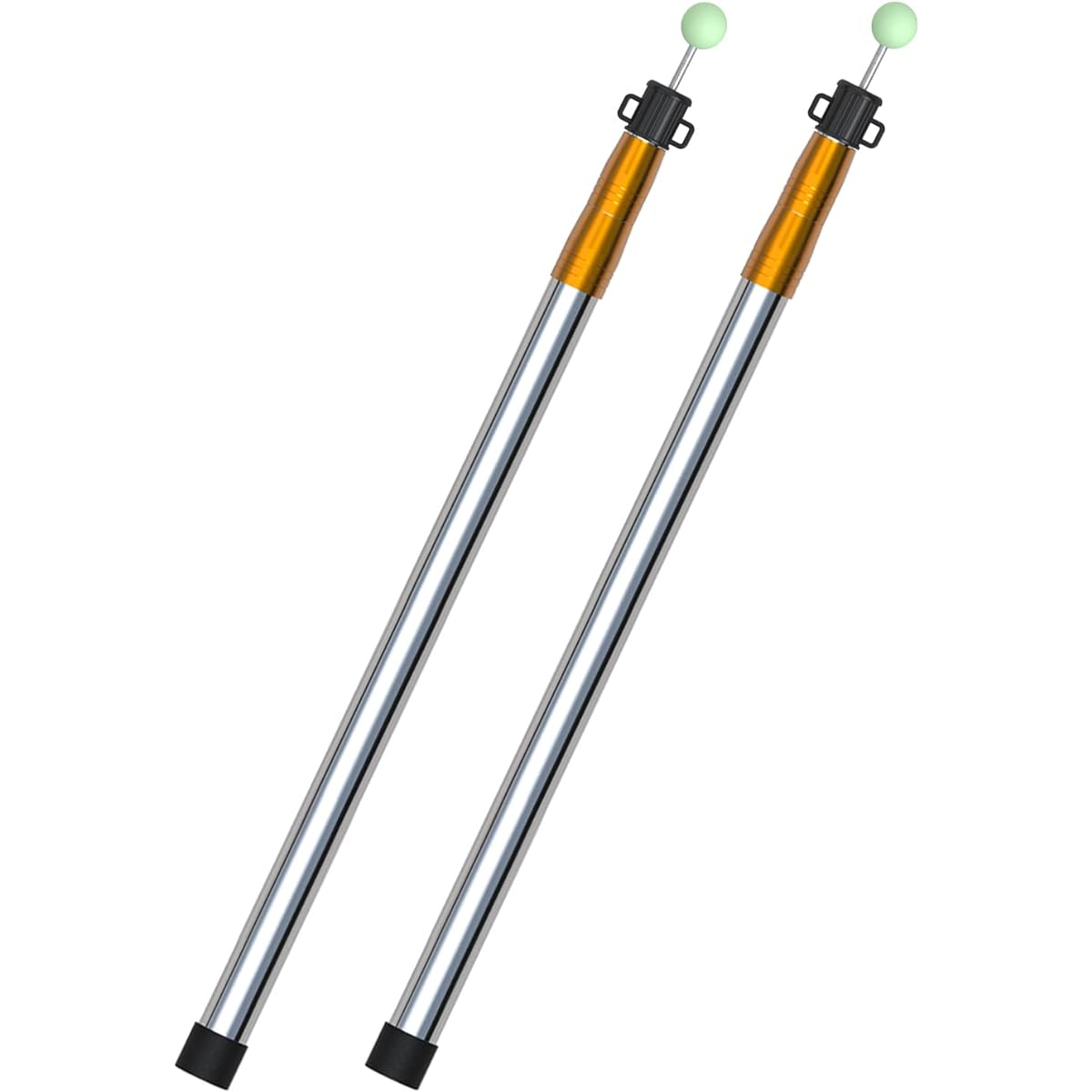 KOMCLUB Telescopic Tent Pole Slide Steplessly Adjustable Stainless Steel Diameter 28mm (Height 94-220cm) 3 Pieces Steplessly Adjustable Set of 2 Storage Bag Included Sunshade Setup Black Gold Blue