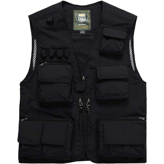 MANATSULIFE Men's Mesh Vest for Photographers Fishing Work Multi-pocket Ventilation Outdoor Large Size 7898