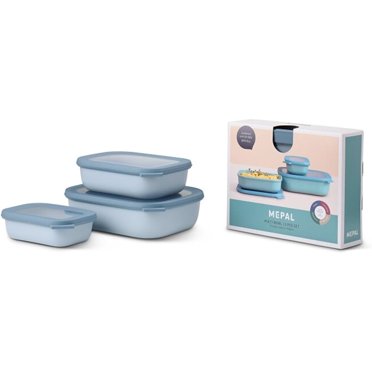 Mepal Circular Rectangular 3-piece set Low Nordic Blue Mepal Cirqula Rectangular 3set Low