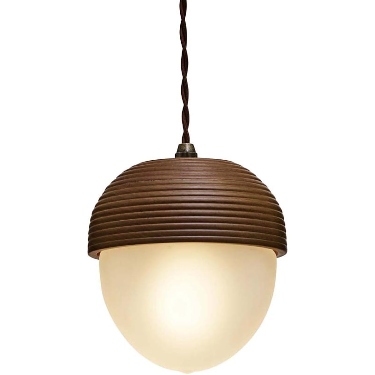 Interform Pendant Light LT-9787BN Rommel Brown with Incandescent Bulb Scandinavian Wood Frosted Glass