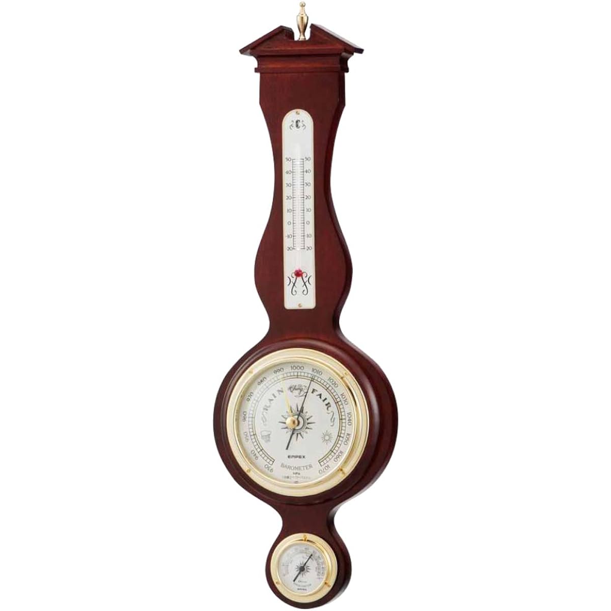 Empex Weather Meter Temperature and Hygrometer Tradition Weather Meter for Wall Hanging Made in Japan Brown BM-715 48x14x4.5cm