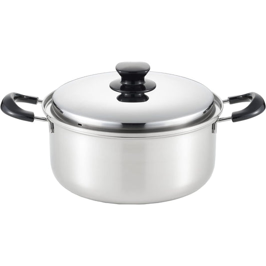 Yoshikawa Two-handed pot 24cm Made in Japan Compatible with gas fire and IH Integrate SJ3397 Silver