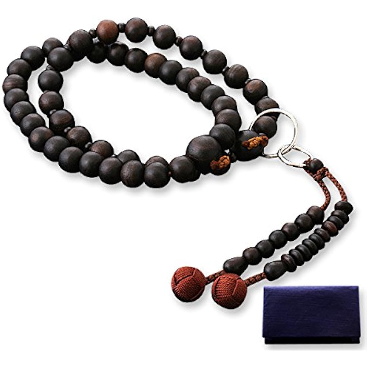 Kyoto Buddhist Altar Hayashi Prayer Beads Jodo Sect Ebony (Unground) (For Men) Official Ceremony [Bead Bag Set] SM-006 Kyoto Prayer Beads
