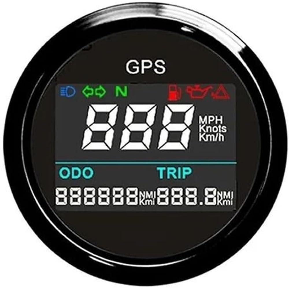 LED Indicator Odometer 52mm Motorcycle Digital LCD GPS Speedometer Digital Multi Indicator 0~999 Waterproof MPH Knots Km/h