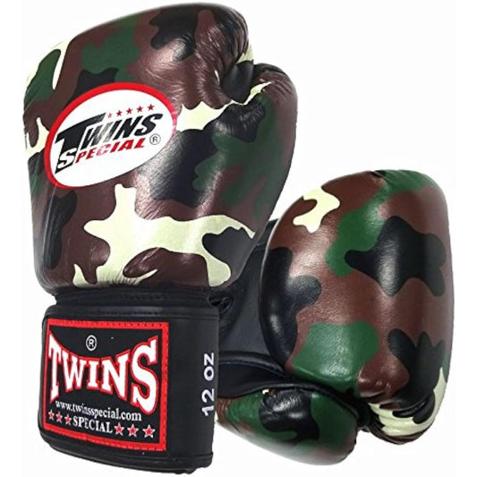 Twins Boxing Gloves Genuine Leather ARMY Red