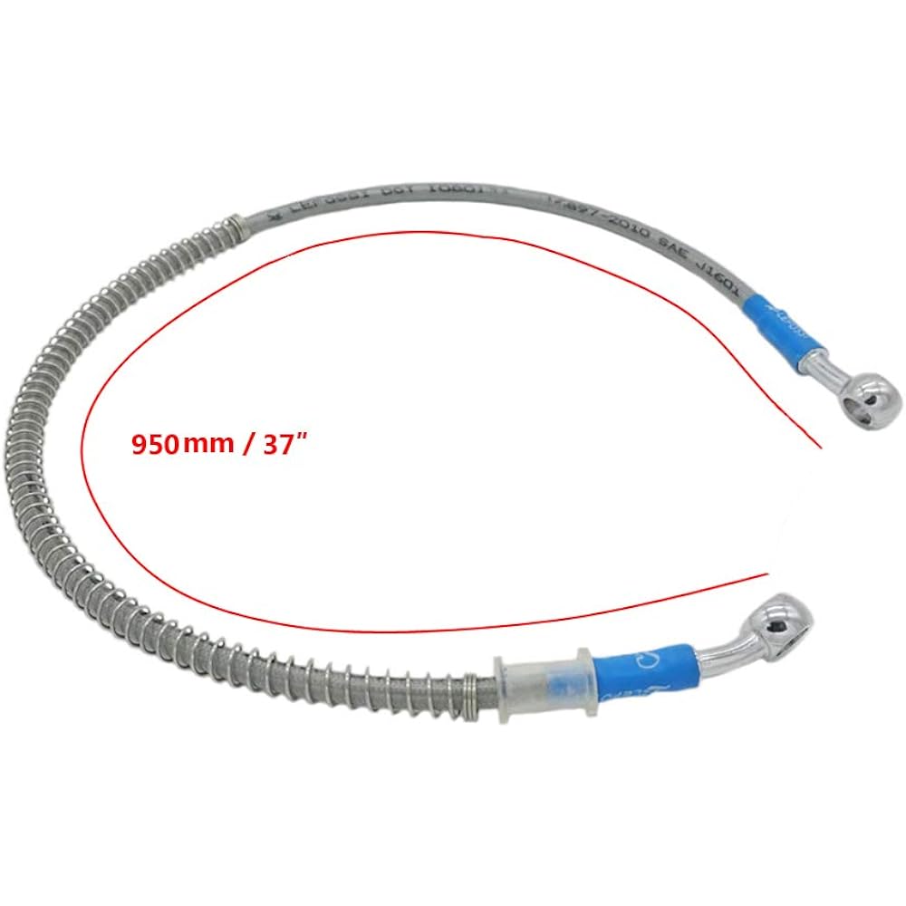 SYUU 950mm 90cm M10 Reinforced Hydraulic Brake Oil Hose Line Banjo Fitting Stainless Steel End Braided Cable for Motorcycle Pit Dirt Bike Enduro Motocross Street Bike Sport Bike