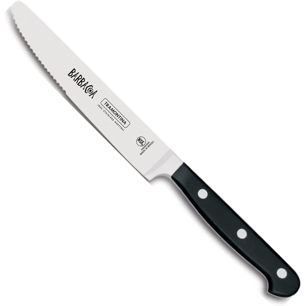 [Barbacoa specification model] Tramontina steak knife Century Barbacoa logo engraved Molybdenum steel stainless steel forged molding Dishwasher safe BARBACOA Made in Brazil 24022/005 TRAMONTINA Black