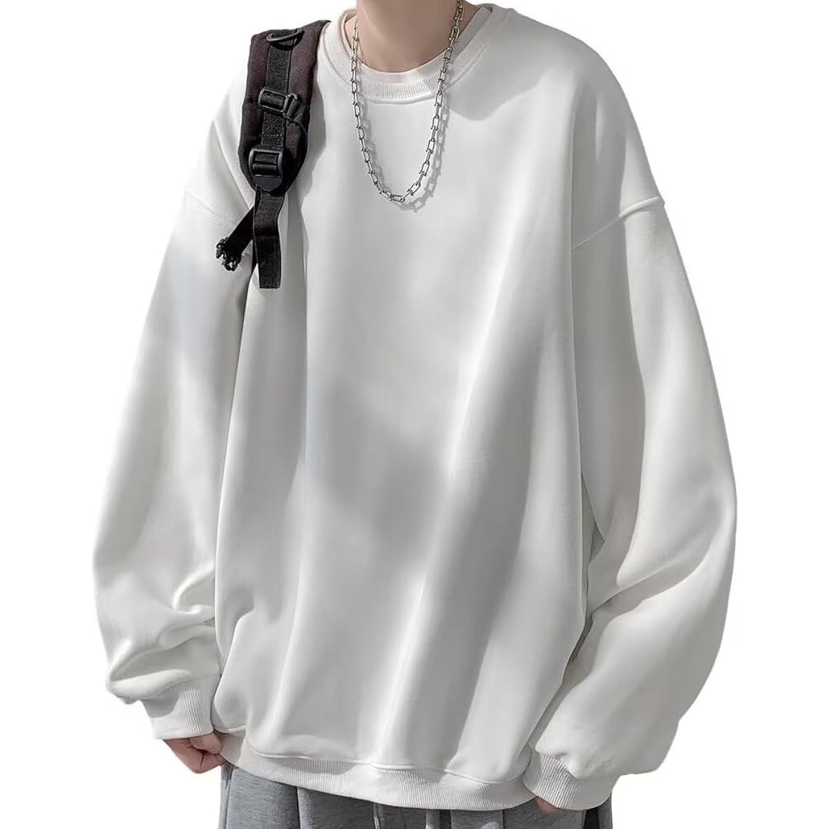 [Fuyumoe] Men's Sweatshirt, Large Size Clothes, Men's Sweatshirt, Long Sleeve, Spring Clothes, Men's Sweatshirt, Casual, Oversized, Loose, BIG, Big Silhouette, Plain, Tops, Spring, Autumn, Winter