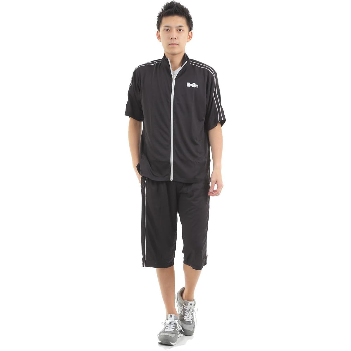 [Hammer] Short Sleeve/Half Pants (3/4 Length Pants) Men's Jersey Top and Bottom Set Setup Large Size T Suit Sweat Absorbent, Quick Drying, Deodorizing Function M L LL 3L 4L 5L Summer Jersey