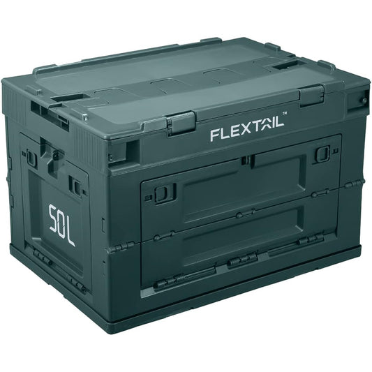 FLEXTAILGEAR Container Box, Folding Storage Box, Large Capacity, 50L, PP Material, For Car Use, Space Saving, with Lid, Organizing Storage Case, Outdoor/Camping/Disaster Prevention/Clothing/Document Storage Box