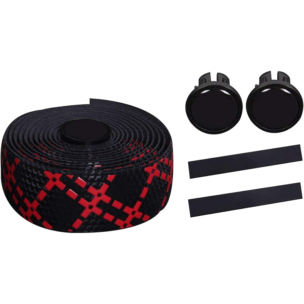 GZXB 2 Rolls Silica Gel Bike Handle Grip with Bar Tape Wrap Bar Plug for Road Mountain Bike Cycling (Black Red)