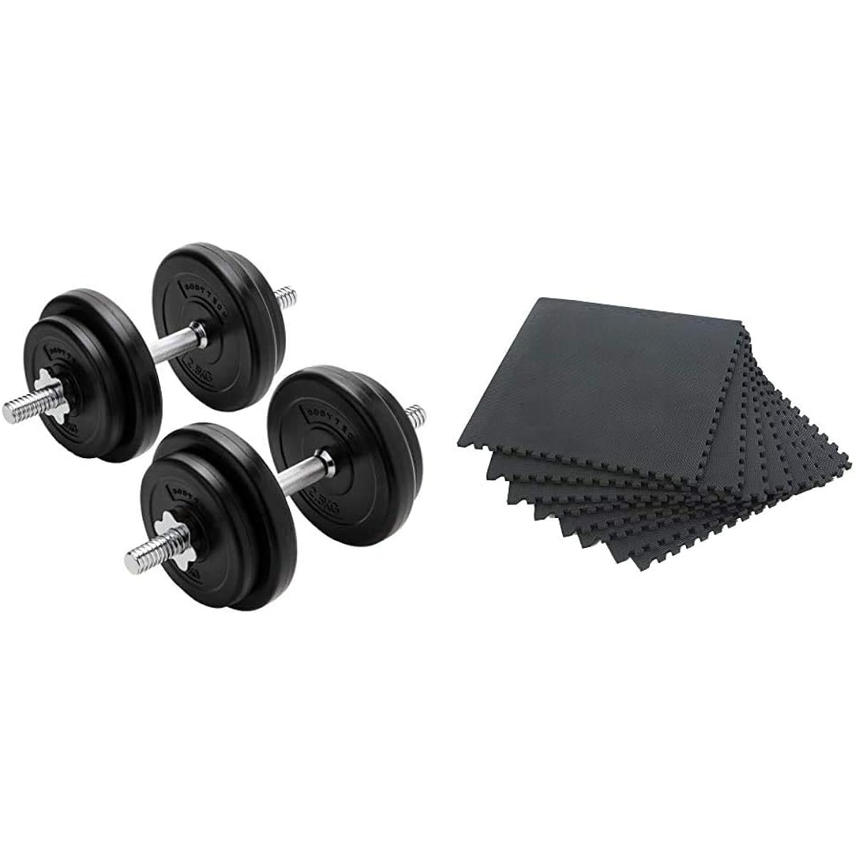 Bodytech PE Coated Dumbbell Variable 20kg Set (10kg x 2 pieces) BTST91TL001 &  Joint Mat Training/Exercise Joint Mat Thickness 10mm High Hardness Cushion 45cm x 45cm size x 8 pieces BTS91CM001 [Set purchase]