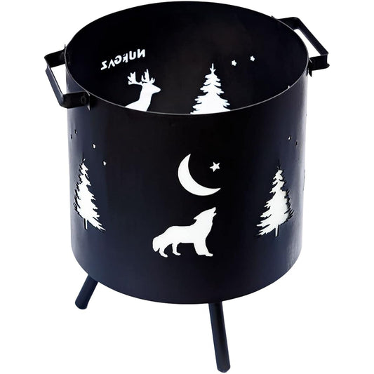 Bonfire season is here!! NURGAZ Bonfire Stand Diameter 27cm Comes with a bonus Bonfire in the garden Cute cutout design with pictures floating on the flames Solo Camping Women's Camp Outdoor Fire Grill Compact Comes with a bonus spatter sheet (fireproof