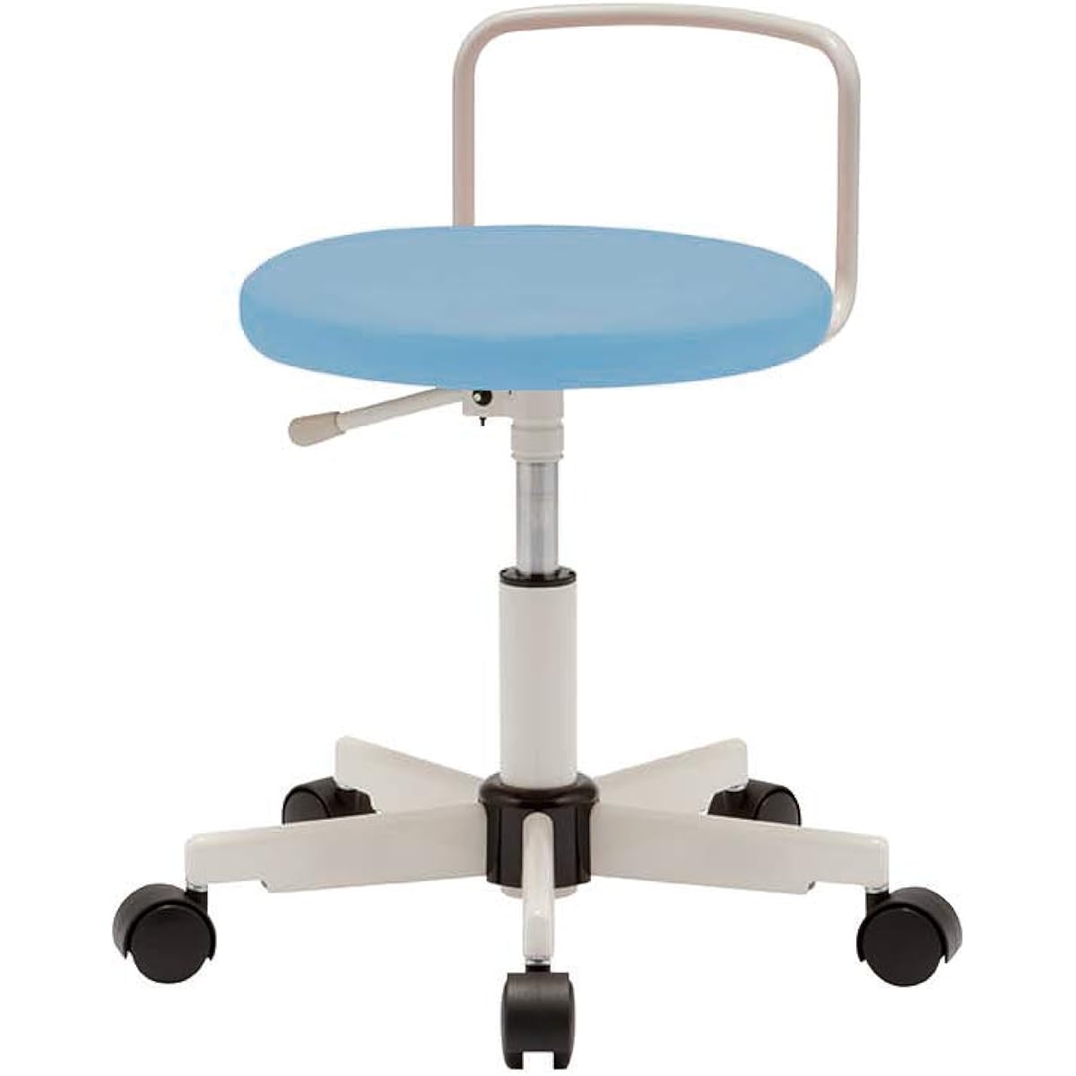 [Made in Japan] Working stool with back frame, caster specifications, WS220W, blue
