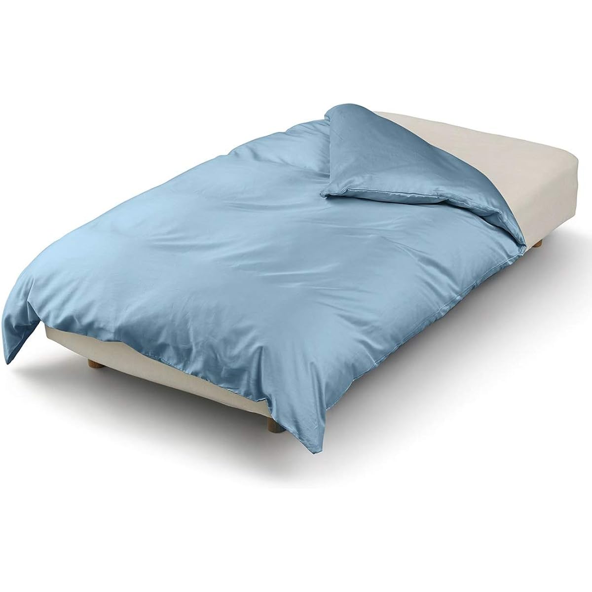 offtime Duvet Cover Extra Long Cotton Satin Blue Single 150 x 210cm High Quality Cotton Silky Touch All Seasons AJ003KS