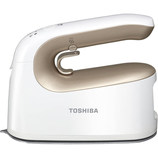 Toshiba Cordless Clothes Steamer TAS-X5 Steam Iron Lightweight Approximately 0.71kg Steam Volume Maximum Approximately 12g/min Temperature Adjustment 3 Levels Compact 2Way Cordless Leave It On Gold